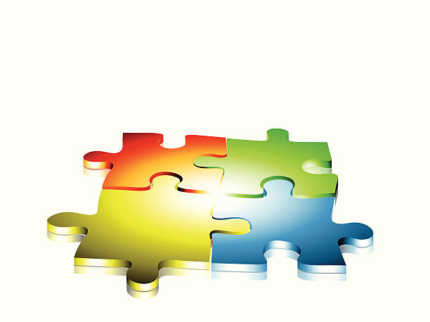 ilustrações, clipart, desenhos animados e ícones de peças de quebra-cabeça realizada em conjunto com um forte coesa vigor. - portion blue jigsaw puzzle puzzle