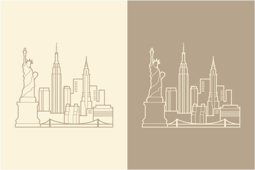 a stylized representation of New York City.