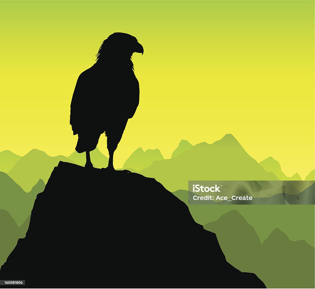 Eagle na rocky peak - Grafika wektorowa royalty-free (Orzeł)