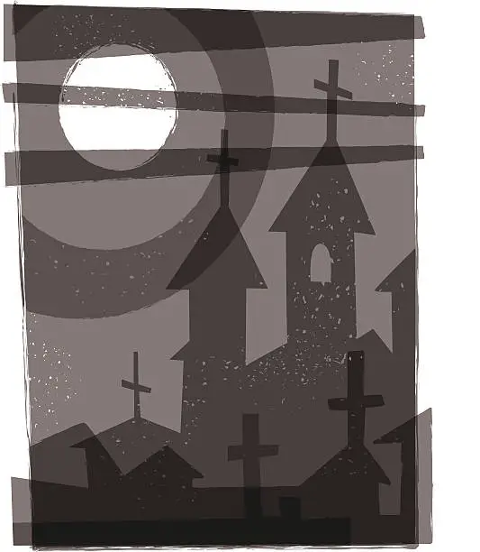 Vector illustration of Church's at night.