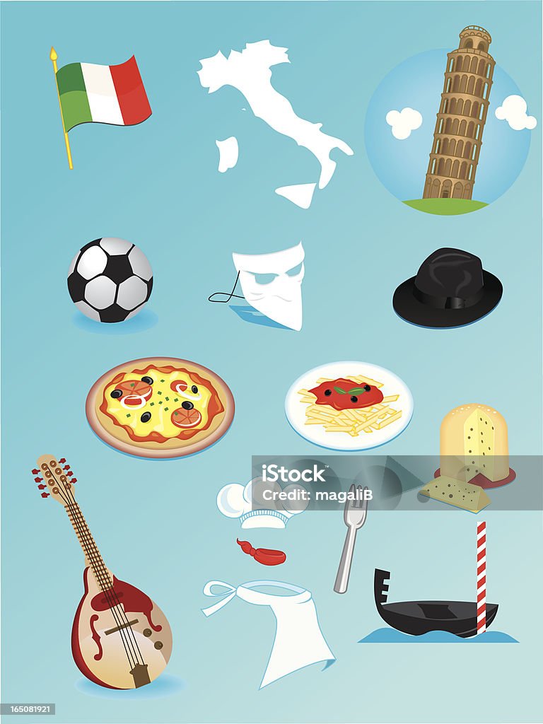 Iconos de Italia - arte vectorial de Mandolina libre de derechos