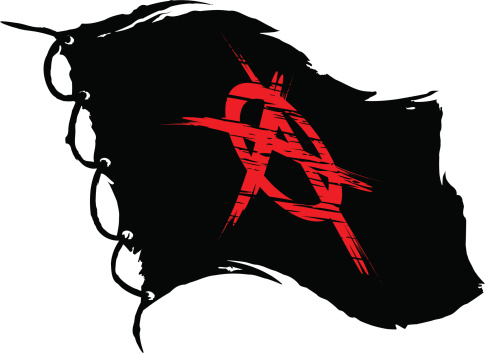 Worn anarchy flag in vector format.