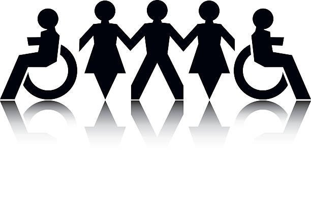 동등한 기회 - equality disabled stick figure equal opportunity stock illustrations