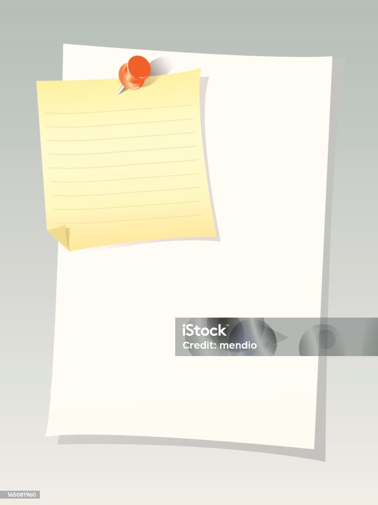 Notes Attach Pin Note Sheet Push Pin Stock Illustration - Download Image Now - Adhesive ...