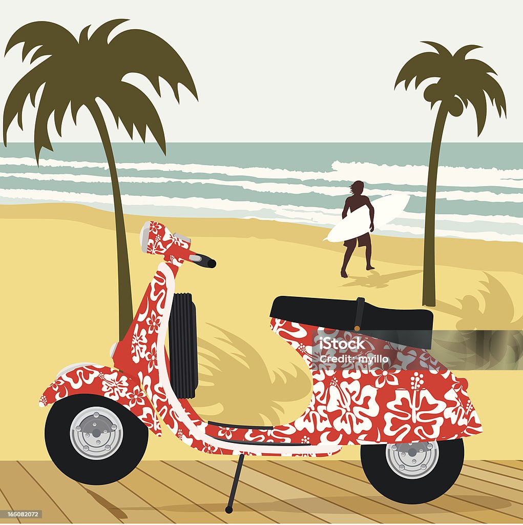 Vespa de surf - Vetor de Lambreta royalty-free