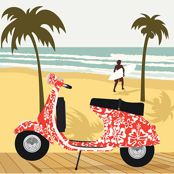 ilustrações de stock, clip art, desenhos animados e ícones de vespa de surf - vespa scooter
