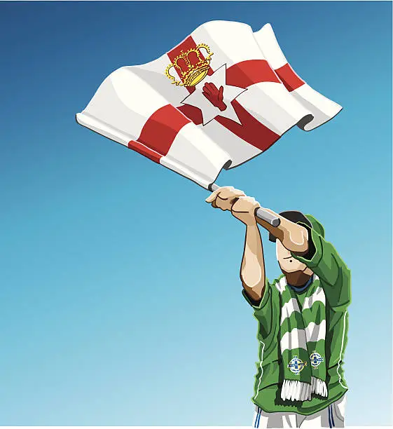 Vector illustration of Northern Ireland Waving Flag Soccer Fan