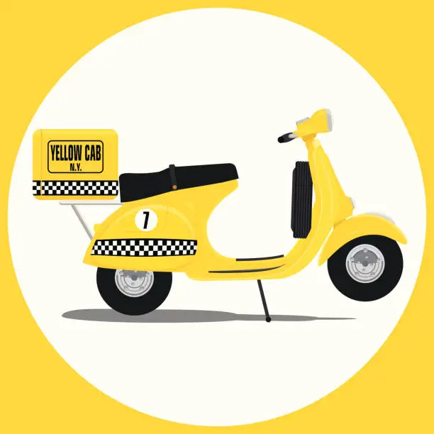 Vector illustration of YELLOW CAB VESPA