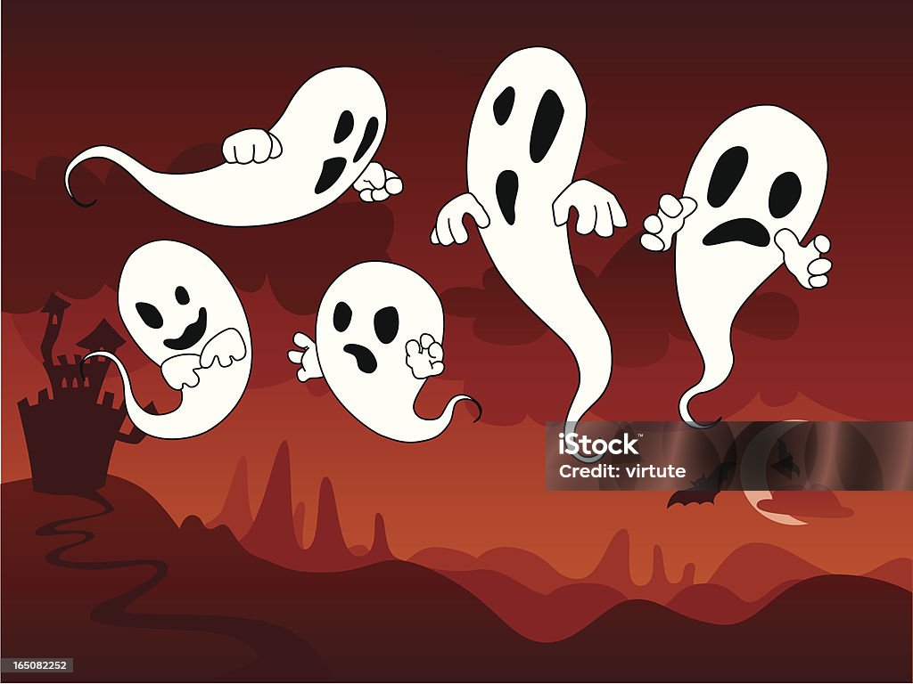 Cinco Ghosts - arte vectorial de Casa libre de derechos