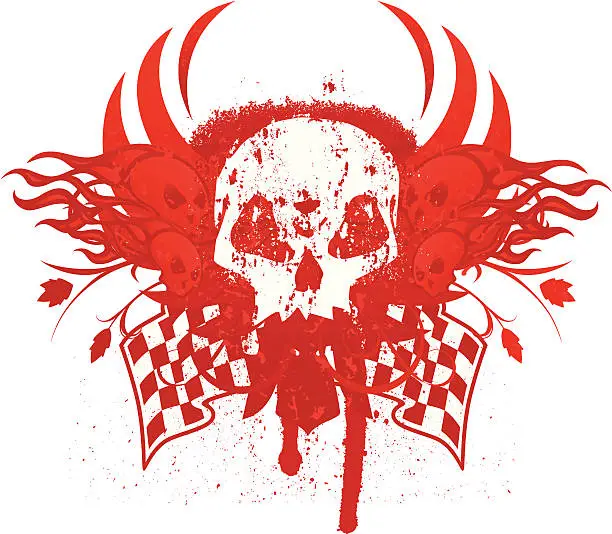 Vector illustration of Skull racing emblem