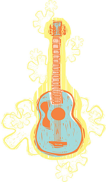 hawaiian gitara - gitara akustyczna obrazy stock illustrations