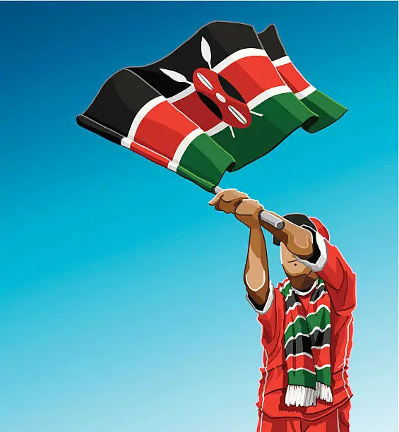 Vector illustration of Kenya Waving Flag Soccer Fan