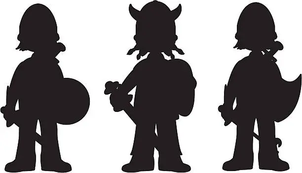 Vector illustration of Silhouette of Three Knights