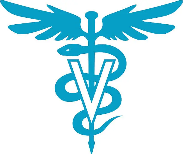 Vector illustration of Veterinary symbol (caduceus)