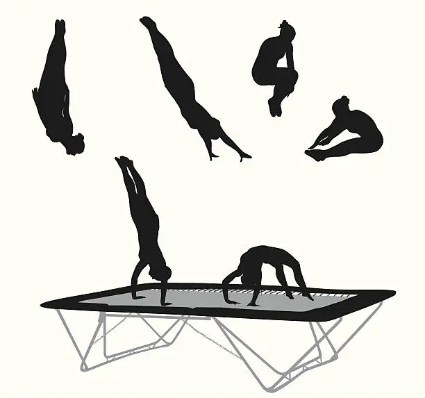 Vector illustration of Trampoline Action Vector Silhouette