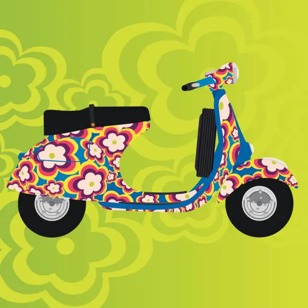 Vector illustration of FLOWER POWER SCOOTER