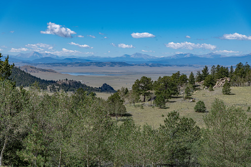 Colorado's Collegiate Peaks mountain range viewed from Wilkerson pass in central Colorado of western USA of North America. This is one hour west of Colorado Springs, Colorado and just west of Buena Vista, Colorado. Elevation is 9500 feet.