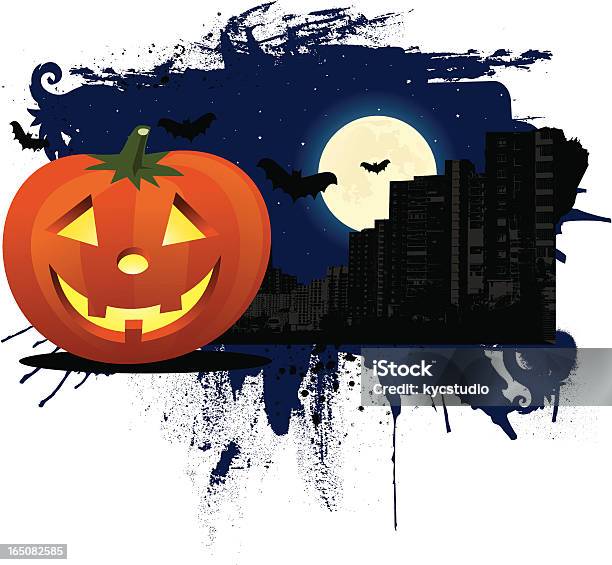 Ilustración de Urbana Halloween y más Vectores Libres de Derechos de Anochecer - Anochecer, Aterrorizado, Calabaza gigante