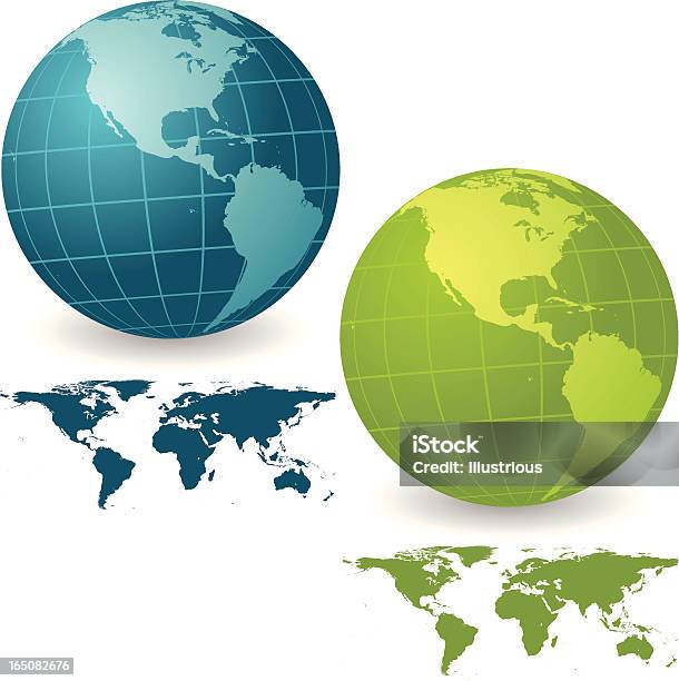 Amériques Globe Animé Ensemble Avec La Carte Vecteurs libres de droits et plus d'images vectorielles de Afrique - Afrique, Amérique du Nord, Amérique du Sud