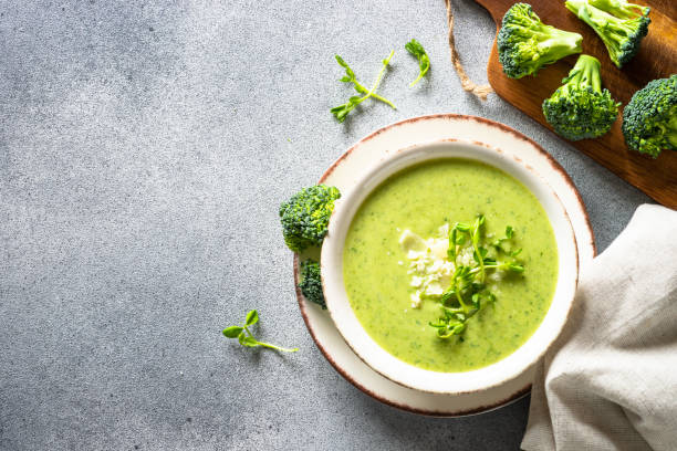 istock Broccoli cream soup with cream and parmesan. 1650827255