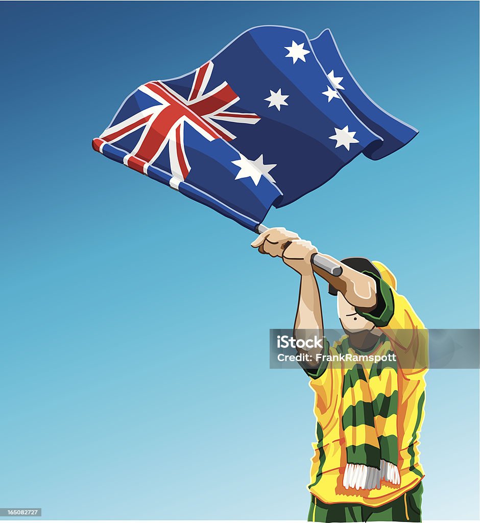 Австралия размахивающий лапами Флаг Футбол вентилятор - Векторная графика Австралия - Австралазия роялти-фри