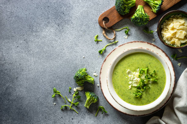 istock Broccoli cream soup with cream and parmesan. 1650827285