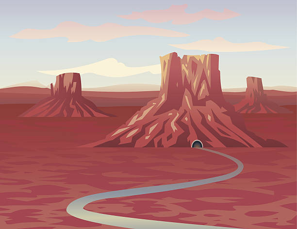 droga w tunelu - desert road mountain canyon stock illustrations