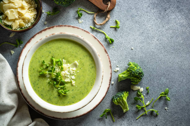 istock Broccoli cream soup with cream and parmesan. 1650827504