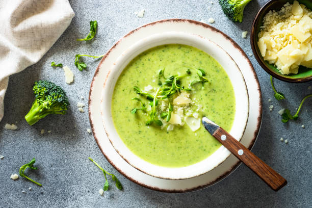 istock Broccoli cream soup with cream and parmesan. 1650827821