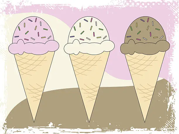 Vector illustration of Ice Cream Cones