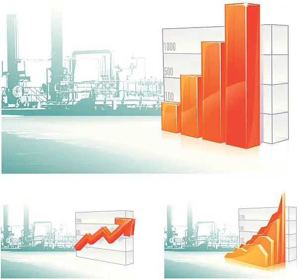 Vector illustration of Industry profit set