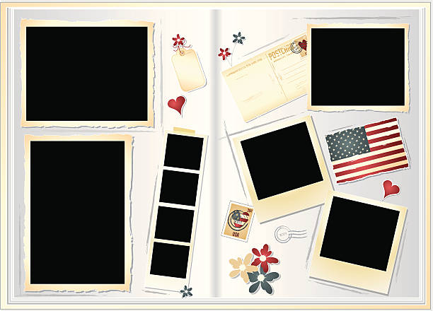 스크랩북입니다 - postcard scrapbook design pattern stock illustrations