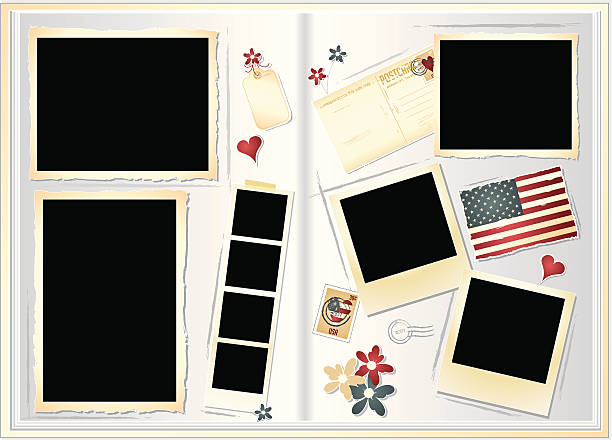 альбом на память - scrapbook photography frame scrapbooking stock illustrations