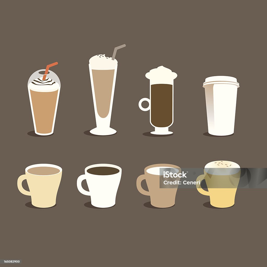 Diferentes tipos de café - arte vectorial de Café frappé libre de derechos