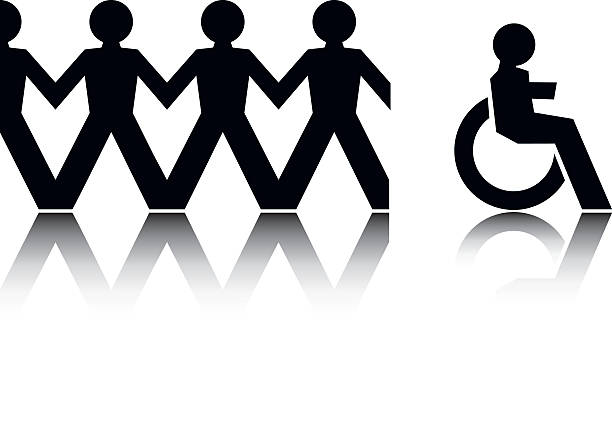 ilustrações, clipart, desenhos animados e ícones de maneira diferente - equality disabled stick figure equal opportunity