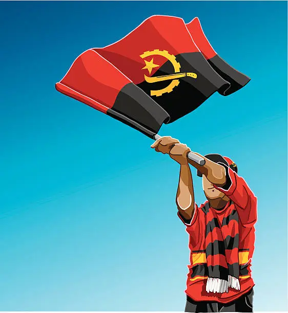 Vector illustration of Angola Waving Flag Soccer Fan