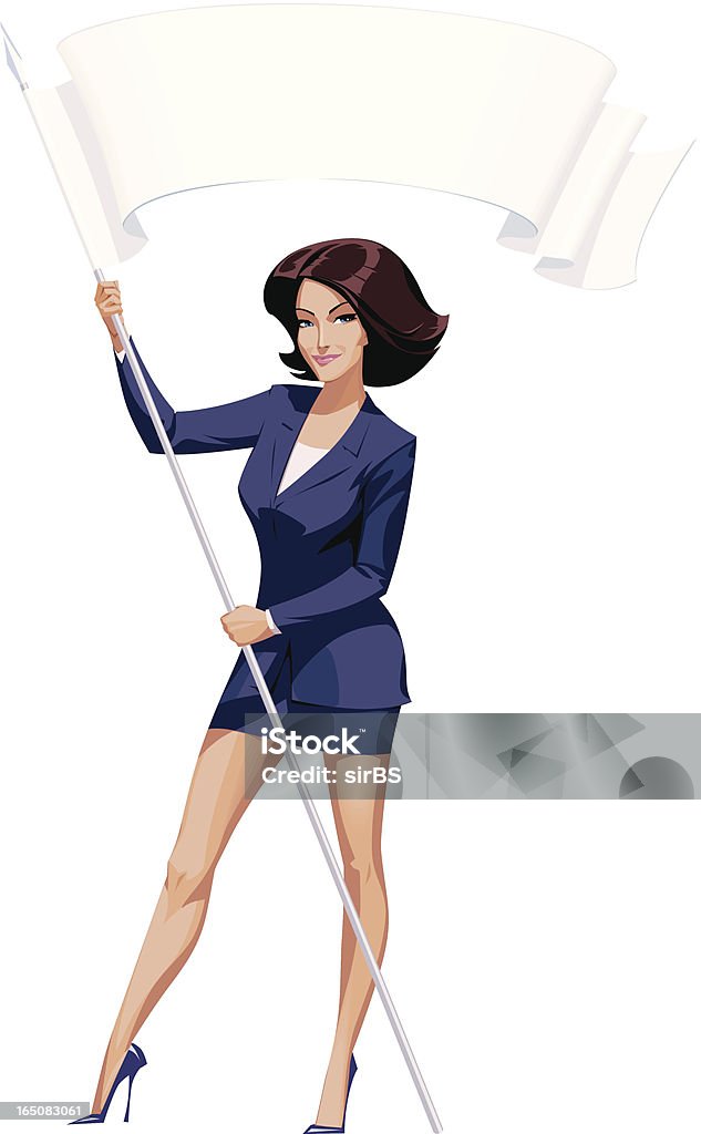 woman standard-bearer businfsswoman holds a flag on which there can be your advertising. Flag stock vector