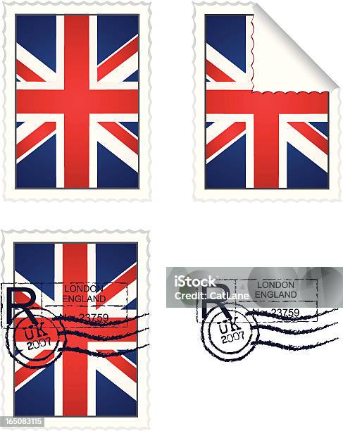 Uk Flagge Stempelset Stock Vektor Art und mehr Bilder von Briefmarke - Briefmarke, Britische Flagge, Britische Kultur