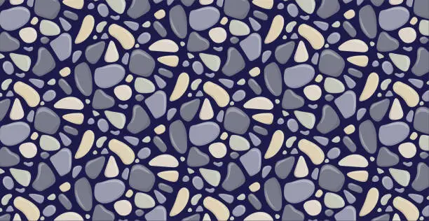 Vector illustration of colorful Pebble stone , shingle beaches seamless pattern