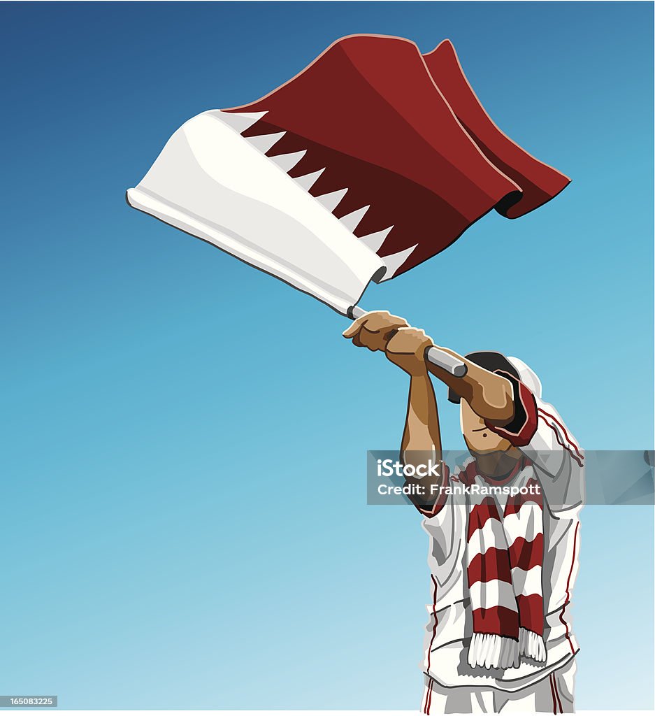 Qatar agitando de fútbol de bandera - arte vectorial de Catar - Arabia libre de derechos