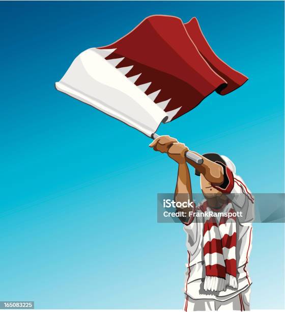 Ilustración de Qatar Agitando De Fútbol De Bandera y más Vectores Libres de Derechos de Catar - Arabia - Catar - Arabia, Niño, Aficionado