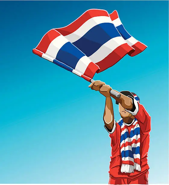 Vector illustration of Thailand Waving Flag Soccer Fan