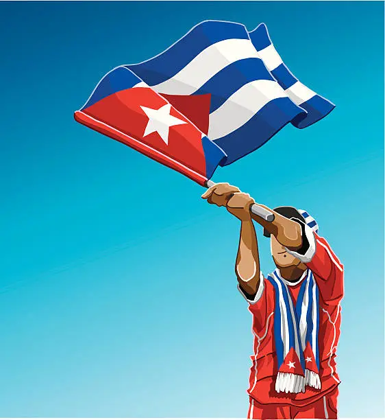 Vector illustration of Cuba Waving Flag Soccer Fan