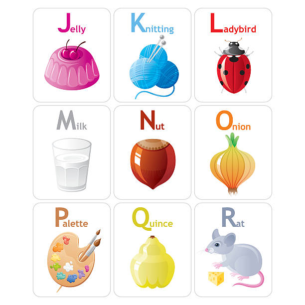 alphabet von j bis r symbole - letter m alphabet food fruit stock-grafiken, -clipart, -cartoons und -symbole