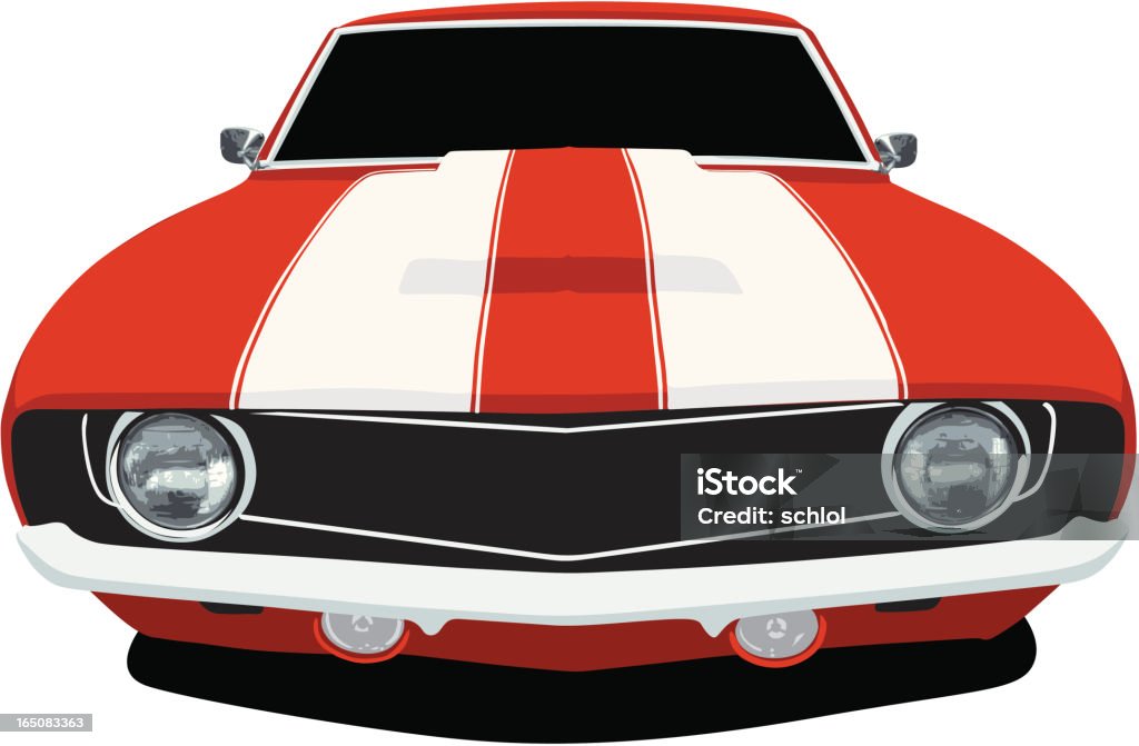 Classic Camaro - Front View Vector Illustration of a 1969 Chevy Camaro muscle car, saved in layers for easy editing if needed.  Sports Car stock vector