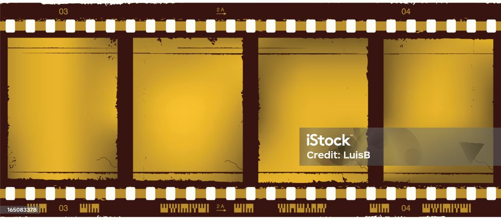 golden film strip four full frames ready to be repeated to get more length. Camera Film stock vector