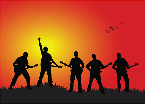 band powiedzie się - silhouette singer singing group of objects stock illustrations