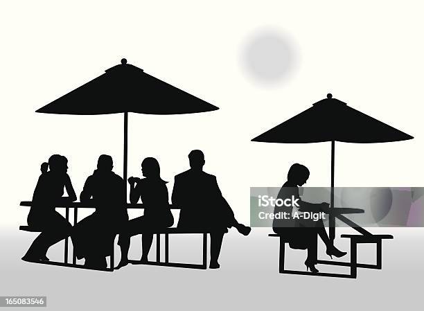 Eatingalone Stock Vektor Art und mehr Bilder von Sonnenschirm - Sonnenschirm, Tisch, Freisteller – Neutraler Hintergrund