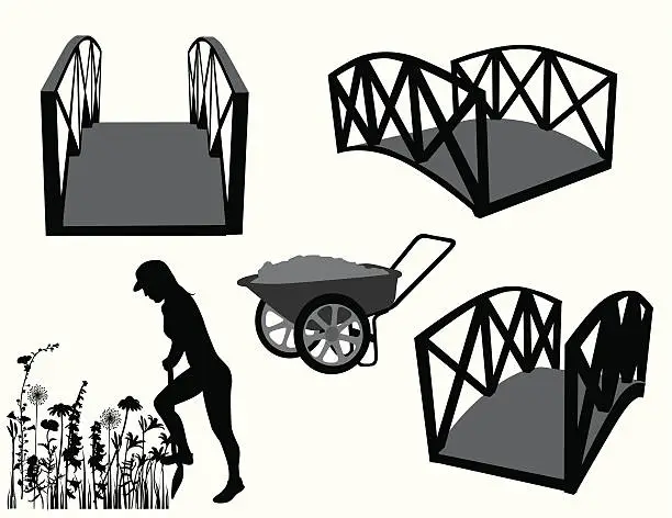 Vector illustration of Decorative Bridge Vector Silhouette