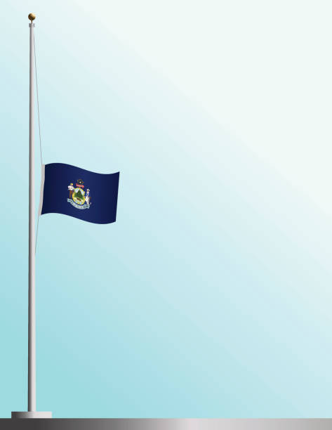 Flag of Maine at Half-Staff EPS, Layered PSD, High and Low-Resolution JPGs included. Flag of flag half mast stock illustrations